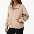 thumbnail image 1 of Mgmyaa Women Loose Long Sleeve Zip Up Sweatshirt Jacket with Pocket, Casual Fleece Open Front Cardigan for Fall Winter 2025 Fashion, Warm Comfortable Outerwear for Casual Wear, 1 of 8