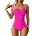 thumbnail image 1 of Mgmyaa Women Slimming Tummy Control One Piece Swimsuits V Neck Crisscross Back Bathing Suit Hot Pink XXL, 1 of 6