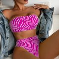 thumbnail image 1 of Mgmyaa Women Strapless Bikini Sets 2 Piece Swimwear Solid Color Trunks Bathing Suits Hot Pink M, 1 of 6