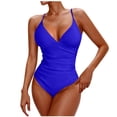 thumbnail image 1 of Mgmyaa Women V Neck Mesh Bathing Suit Tummy Control One Piece Swimsuits Halter Push Up Bathing Suits Blue M, 1 of 6