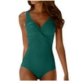 thumbnail image 1 of Mgmyaa Women V Neck Mesh Bathing Suit Tummy Control One Piece Swimsuits Halter Push Up Bathing Suits Green XXL, 1 of 5