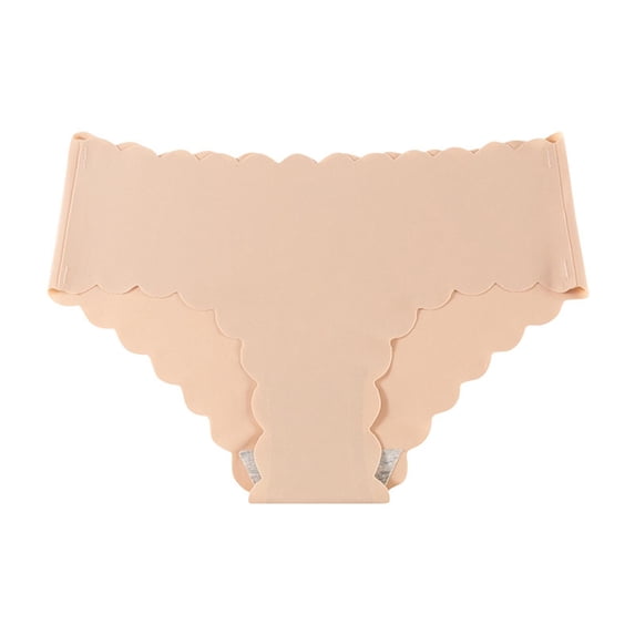 Mgmyaa Women's 5-Pack Seamless Ruffle Stretchy Briefs Drop Waist Solid Color Thong Panties with Cotton Gusset Cheeky Panties