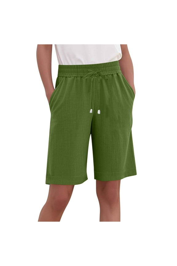 Women's 7"/10" Bermuda Shorts Knee Length Comfy Lounge Athletic Sweat Shorts with Deep Pockets
