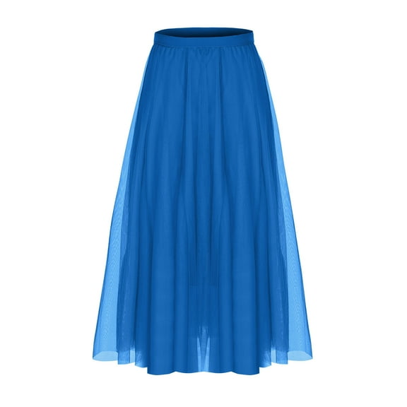 Mgmyaa Women's A-Line Maxi Skirt with Beaded Trim Three Layer Gauze Skirt Boho Dance Skirt for Casual Wear or Performance Midi Flowy Skirt