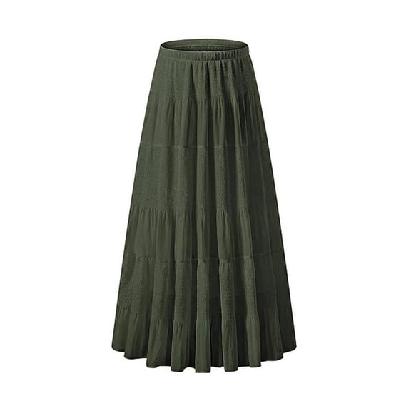 Mgmyaa Women's A-line Skirt Elastic High Waist Pleated Flared Maxi Skirts