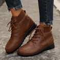 thumbnail image 1 of Mgmyaa Women's Ankle Boots Fashion Casual Round Toe Lace Up Flat Heel Winter Short Booties, 1 of 9