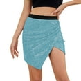thumbnail image 1 of Mgmyaa Women's Asymmetrical Skirts Solid Color Sequin Irregular Hem Short Skirt Pencil Sheath Skirt, 1 of 6