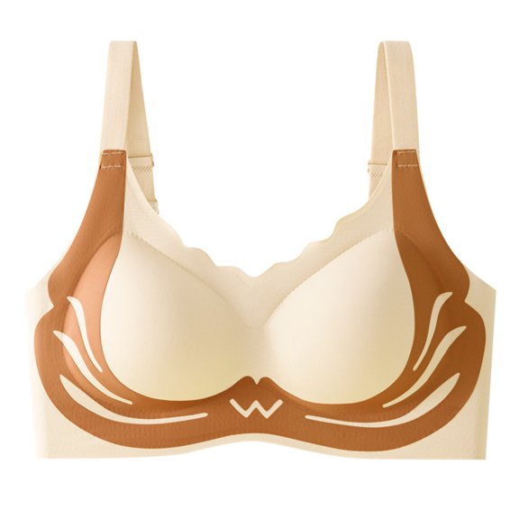 Mgmyaa Women's Backless Wireless Push-Up Bra Seamless U-Shaped Comfortable Support for Beautiful Back Everyday Wear