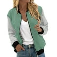 thumbnail image 1 of Mgmyaa Women's Baseball Style Jacket Coarse Knit Textured Oversized Zipper Front Long Sleeve Casual Cropped Outerwear, 1 of 5