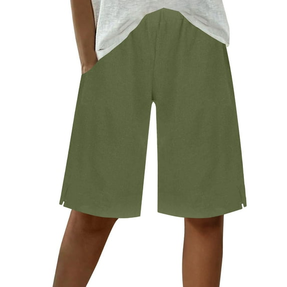 Mgmyaa Women's Bermuda Shorts Summer Casual Short Pants with Deep Pockets
