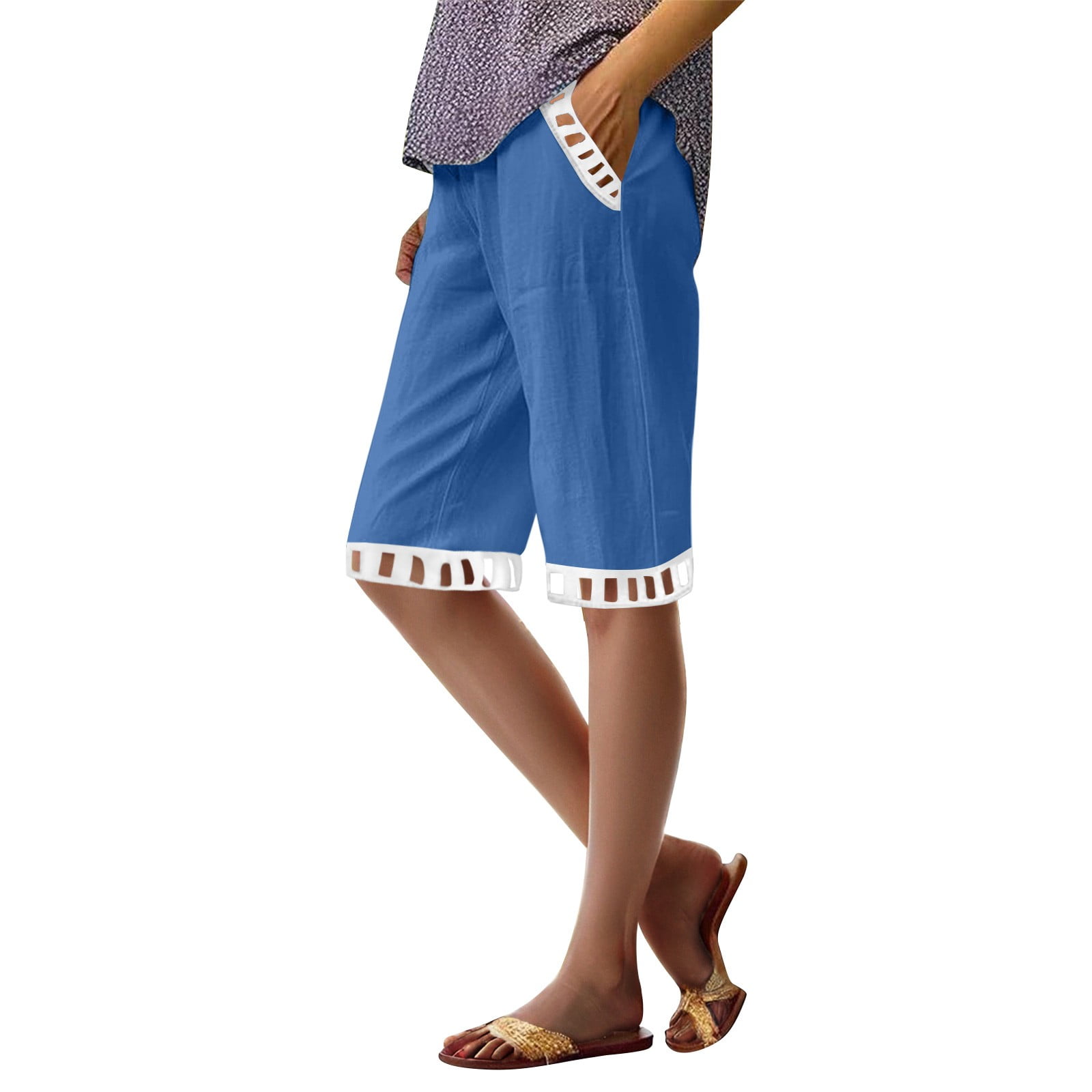 【NONCODE】Brenna Washing Pocket Bermuda Pants Lands' End Women's Stretch Chino Bermuda Shorts 0 Khaki