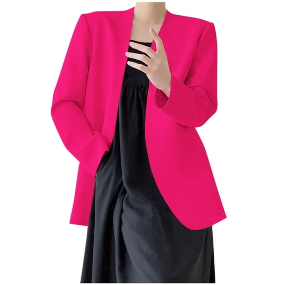 Mgmyaa Women's Blazer Top Coat Fashion Solid Color Long-Sleeve V-Neck Casual Garment