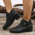 thumbnail image 1 of Mgmyaa Women's Boots Pointed Toe Thick Heel Fashionable Comfortable Buckle Dress Booties, 1 of 9