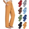 thumbnail image 1 of Mgmyaa Women's Breathable Activewear Straight Leg Flat Front Pants Full Length Mid Waist Elastic Waist with Adjustable Waist and Quick-Dry Regular Fit Soft Nylon Spandex Trousers for Everyday Wear, 1 of 8