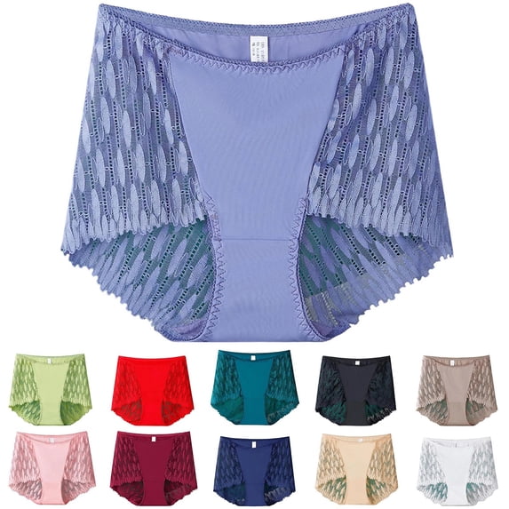 Mgmyaa Women's Briefs Ventilated Stretchable Soft Polyester Blend Relaxed Fit Elastic Waist Solid Color Lace Panties
