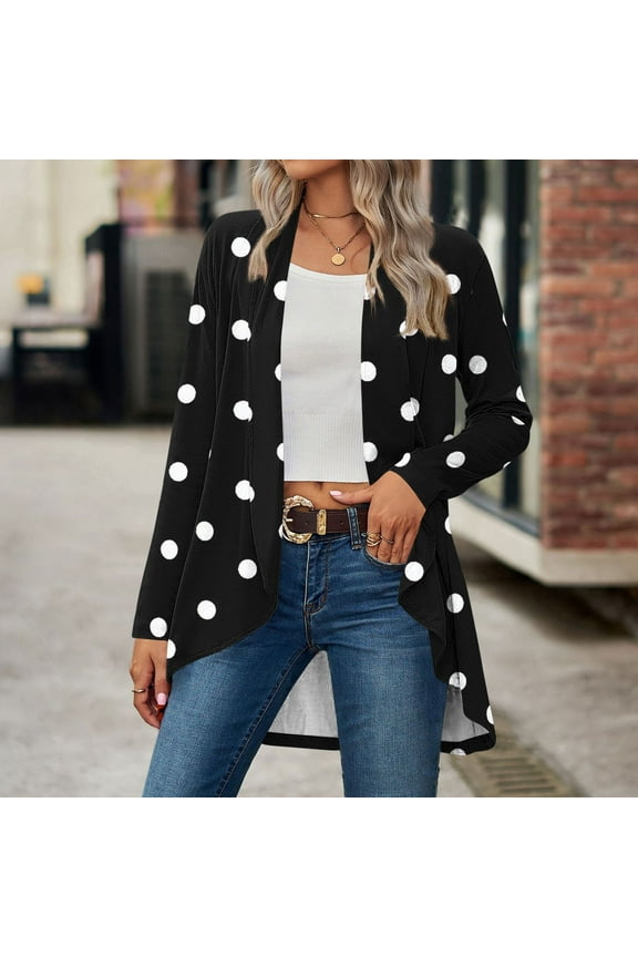 Women's Cardigan Casual Loose Fit Long Sleeve Open Front High-Low Spring Fall Comfortable Tops
