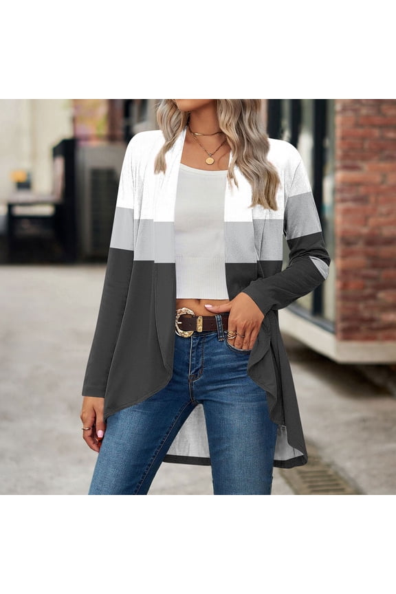 Women's Cardigan Casual Loose Fit Long Sleeve Open Front High-Low Spring Fall Comfortable Tops