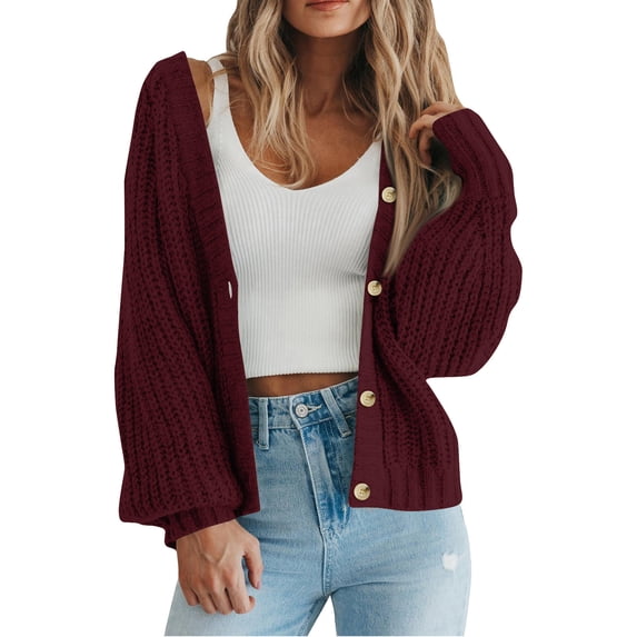Mgmyaa Women's Cardigan Sweater Button Front Long Sleeve Open Front Knit Top Fall Winter Soft Warm Outerwear