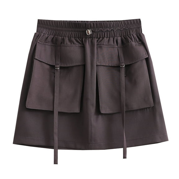 Mgmyaa Women's Cargo Skirts Summer Mini Skirt Elastic Waist Short Skirt