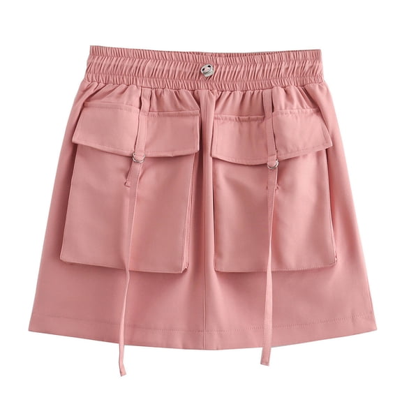 Mgmyaa Women's Cargo Skirts Summer Mini Skirt Elastic Waist Short Skirt