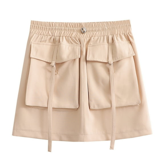 Mgmyaa Women's Cargo Skirts Summer Mini Skirt Elastic Waist Short Skirt