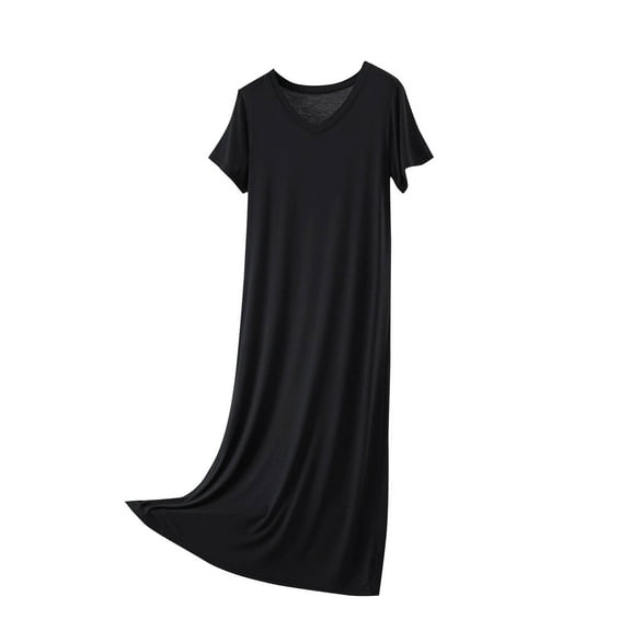 Mgmyaa Women's Casaul Dress V-Neck T-Shirt Dress Short Sleeve Lounge Loose Casual Summer Tunic Midi Dress