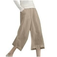 thumbnail image 1 of Mgmyaa Women's Casual Capris Spring Summer Solid Cotton Linen Elastic Waist Loose Straight-Leg Cropped Pants Yoga Pants, 1 of 5