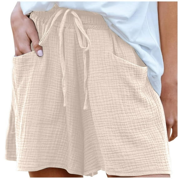 Mgmyaa Women's Casual Shorts Plus Size Shorts for Women Casual Solid Loose Fitting Beach Pants Comfort Pocket Shorts Young Adults Athletic Shorts Biker Shorts Running Workout Shorts