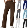 thumbnail image 1 of Mgmyaa Women's Casual Solid Elastic Waist Regular Straight-Leg Full Pants with Pockets, 1 of 8
