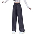 thumbnail image 1 of Mgmyaa Women's Casual Solid Snap/Zipper Loose Wide-Leg Long Boyfriend Pants High Waist, 1 of 9