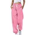 thumbnail image 1 of Mgmyaa Women's Casual Striped Print Drawstring Loose Jogger Pants with Pockets and Elastic Waist, 1 of 8