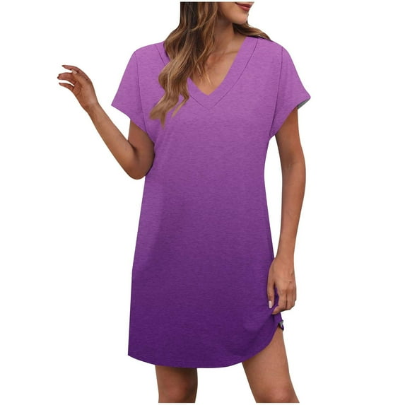 Mgmyaa Women's Casual T-Shirt Dresses V-neck Short Sleeved Mini Dress