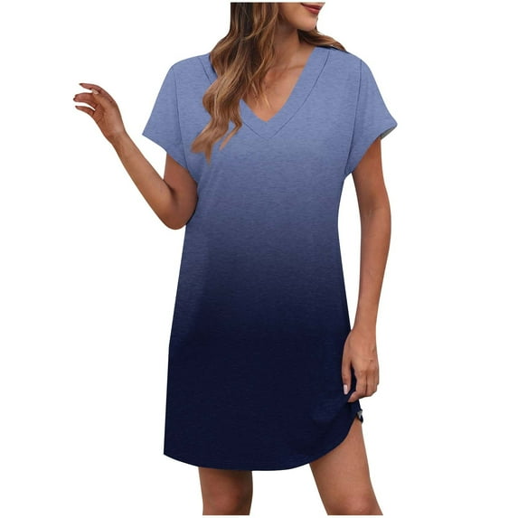 Mgmyaa Women's Casual T-Shirt Dresses V-neck Short Sleeved Mini Dress