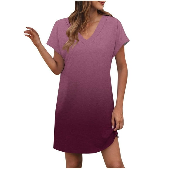 Mgmyaa Women's Casual T-Shirt Dresses V-neck Short Sleeved Mini Dress