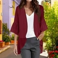 thumbnail image 1 of Mgmyaa Women's Chiffon Cardigan 3/4 Flutter Sleeve Lightweight Open Front Comfortable Breathable Top for Spring Summer Vacation Daily Outfit, 1 of 7