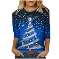 thumbnail image 1 of Mgmyaa Women's Christmas Printed Round Neck 3/4 Sleeve Casual T-Shirt Graphic Tee Top, 1 of 4