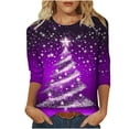 thumbnail image 1 of Mgmyaa Women's Christmas Printed Round Neck 3/4 Sleeve Casual T-Shirt Graphic Tee Top, 1 of 4