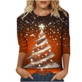 thumbnail image 1 of Mgmyaa Women's Christmas Printed Round Neck 3/4 Sleeve Casual T-Shirt Graphic Tee Top, 1 of 4