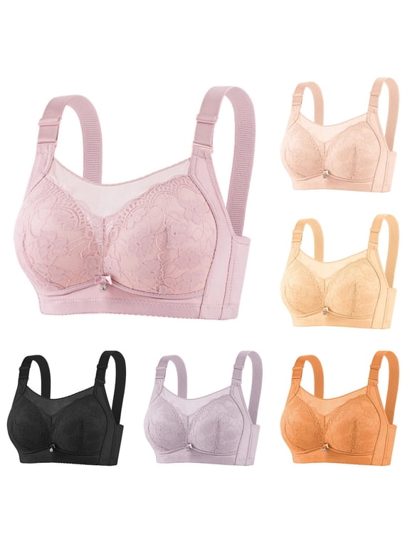 Women's Comfort Bras Wireless Lace Stitching Wide Shoulder Strap Bra Supportive Bralette Seamless Everyday Tshirt Bra Full Coverage No Underwire Design