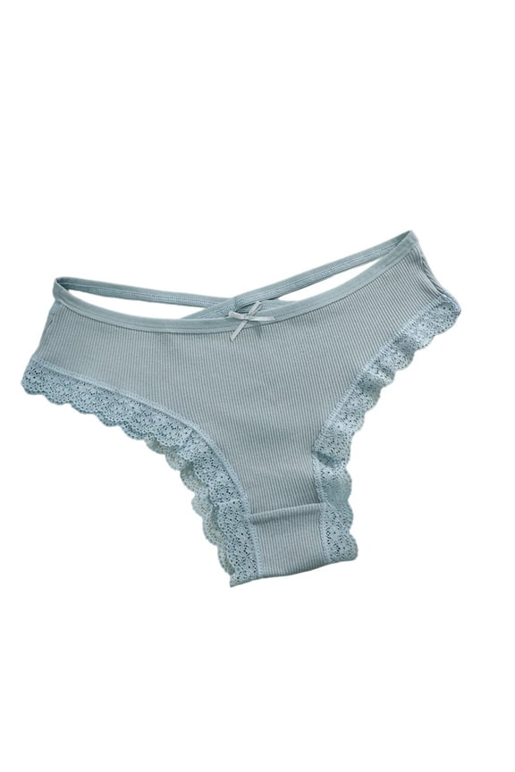 Women's Cotton Stretchy Briefs Drop Waist Bikini Underwear with Lace Bow Soft Cheeky Panties