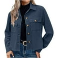 thumbnail image 1 of Mgmyaa Women's Cropped Corduroy Shacket Jacket Button Long Sleeve Casual Trucker Jacket, 1 of 7