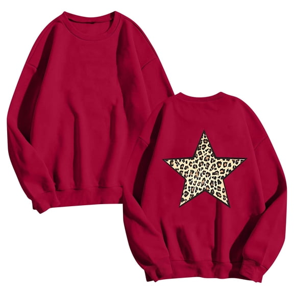 Mgmyaa Women's Fashion Printed Round Neck T-Shirt Loose Long Sleeve Hoodless Sweatshirt Blouse for Casual Spring Wear