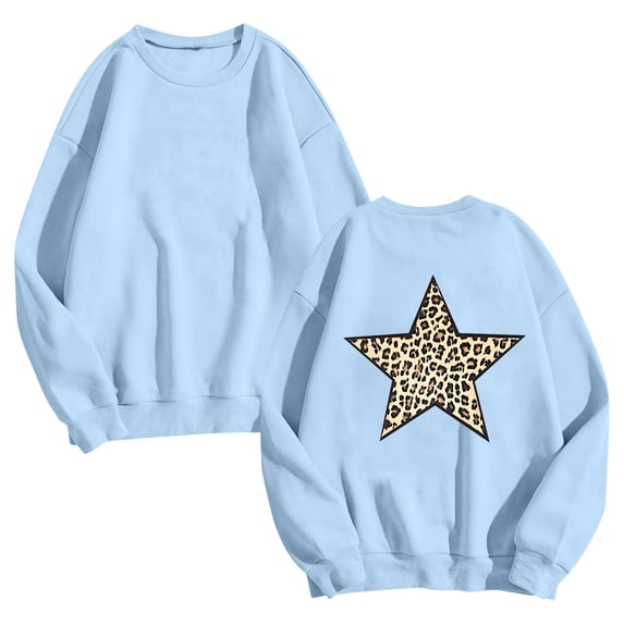 Mgmyaa Women's Fashion Printed Round Neck T-Shirt Loose Long Sleeve Hoodless Sweatshirt Blouse for Casual Spring Wear