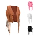 thumbnail image 1 of Mgmyaa Women Faux Suede Fringe Vest V Neck Snap Button Sleeveless Western Boho Outerwear, 1 of 9