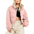 thumbnail image 1 of Mgmyaa Women's Fitted Cropped Puffer Bubble Jacket Stand Collar Quilted Lightweight Outerwear Zippered Pockets Coat, 1 of 7