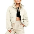 thumbnail image 1 of Mgmyaa Women's Fitted Cropped Puffer Bubble Jacket Stand Collar Quilted Lightweight Outerwear Zippered Pockets Coat, 1 of 7