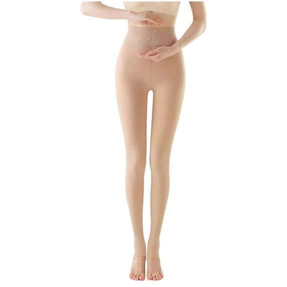 Mgmyaa Women's Fleece Lined Footless Tights - Fake Sheer Warm Pantyhose Thick Winter High Waist Leggings