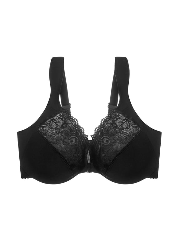 Women's Front Closure Underwire Lace Bra Plus Size Full Support Comfortable Everyday Wear with Padded Cups