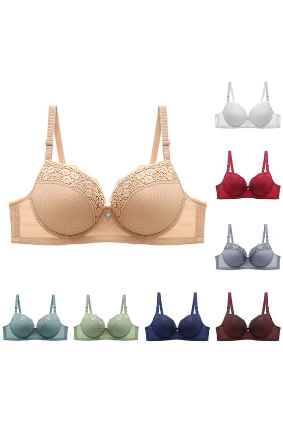 Women's Full Bust Plus Size Underwire Backless Push Up Bra Lift Support Deep Plunge Seamless Minimizer Comfort Everyday Lingerie