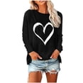thumbnail image 1 of Mgmyaa Women's Heart Print Long Sleeve Shirt Crew Neck Lightweight T-Shirt Graphic Tees, 1 of 5